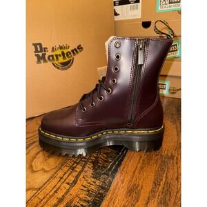 Dr Martens Jadon Burgundy Smooth Leather Platform Boots Womens Size 7